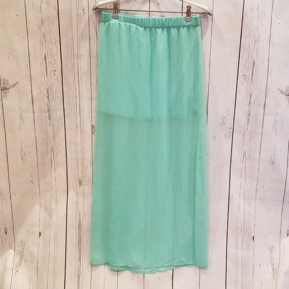 EXPRESS Brand XSTP Mint Green Chiffon Slittd Skirt - Picture 1 of 8